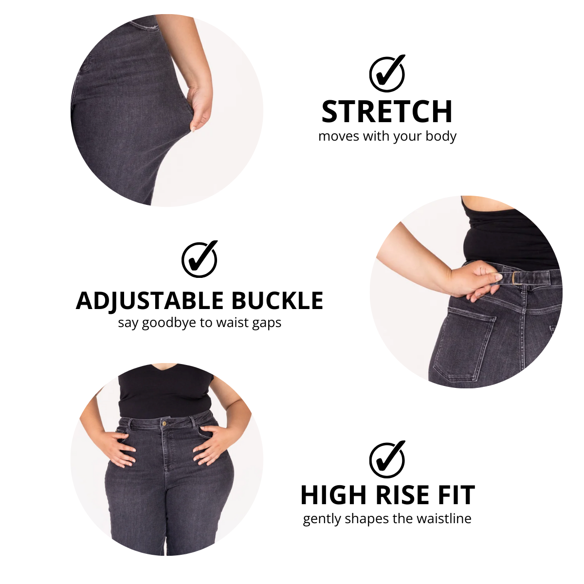 Stretchy Straight Leg Jeans - Black