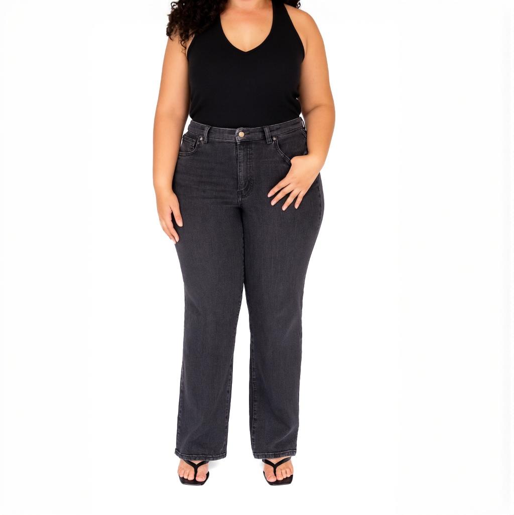 Stretchy Straight Leg Jeans - Black