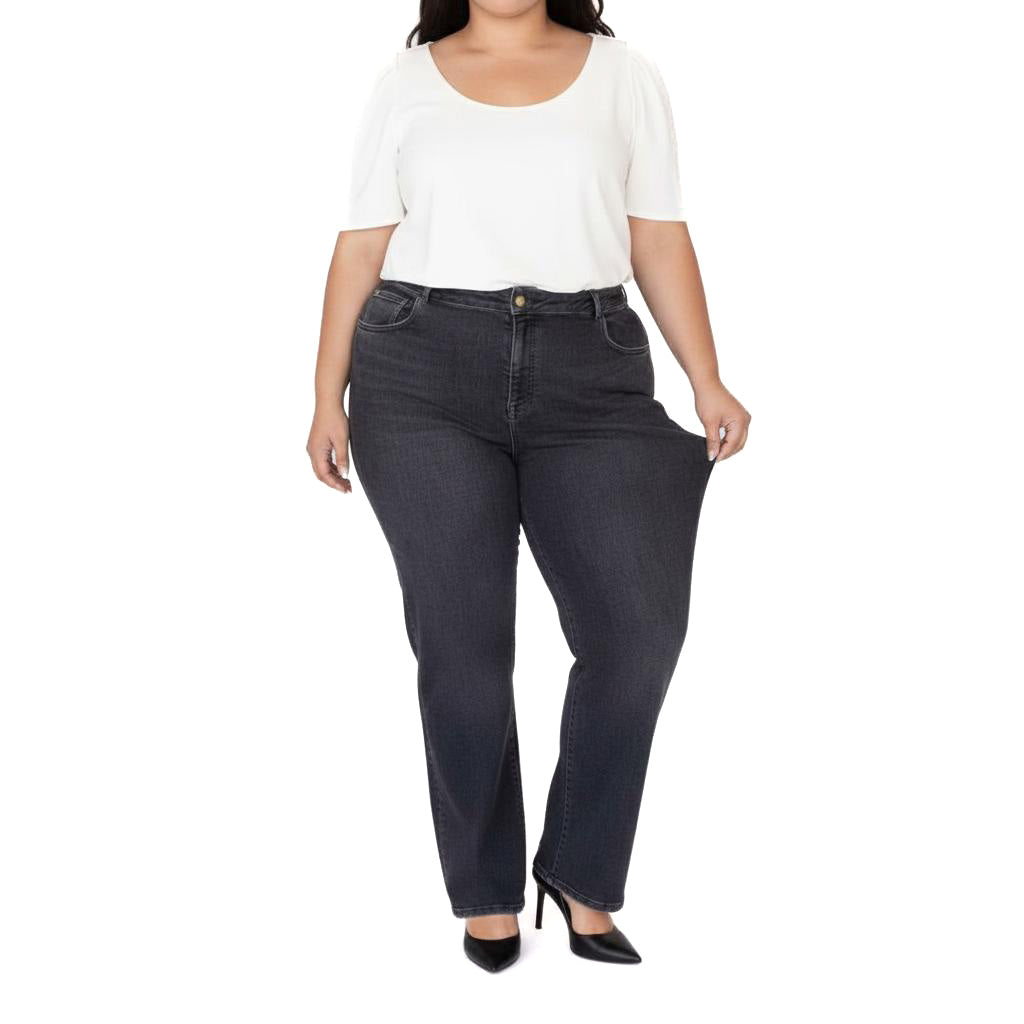 Stretchy Straight Leg Jeans - Black