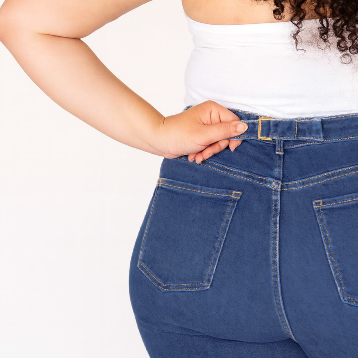 Stretchy Straight Leg Jeans - Blue