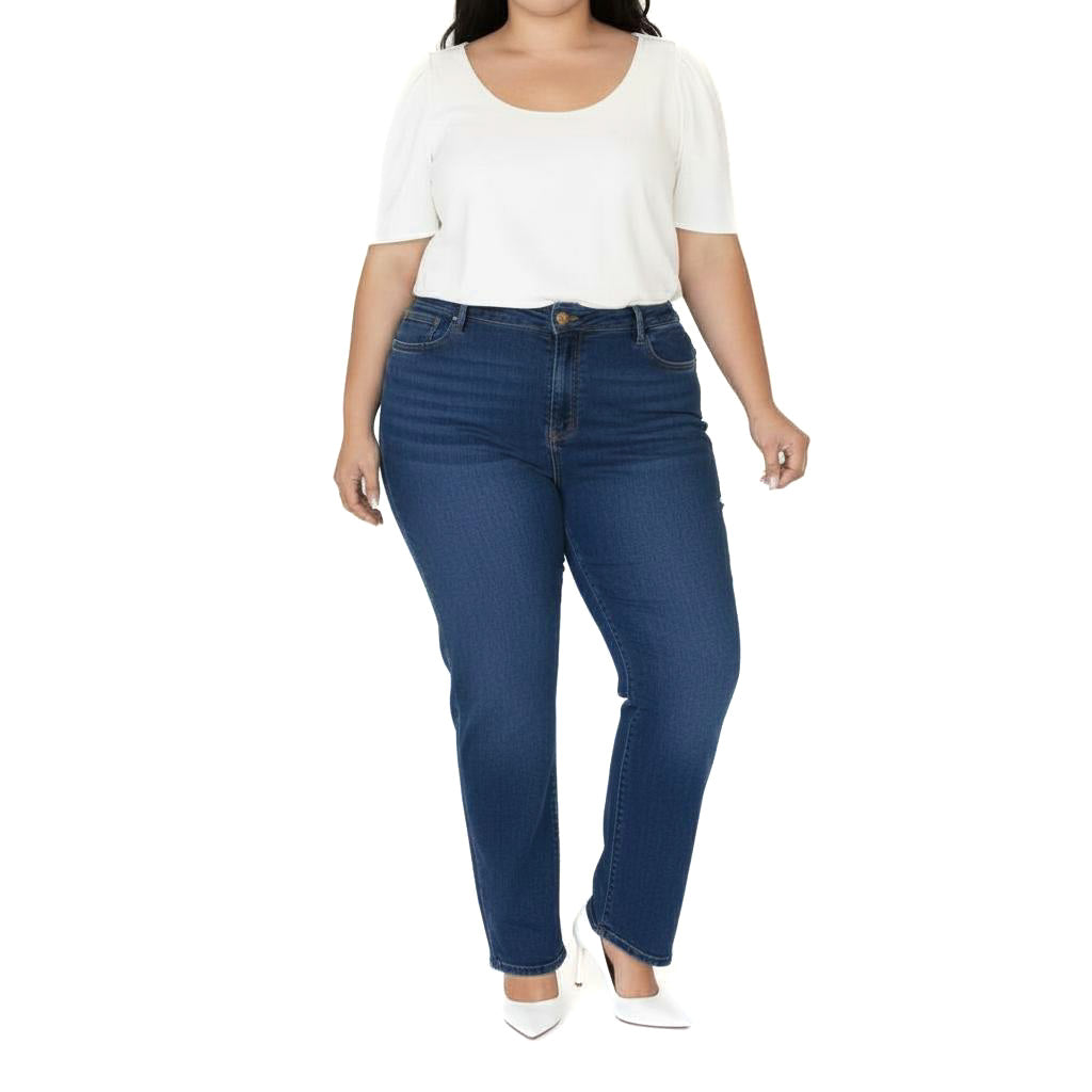 Stretchy Straight Leg Jeans - Blue