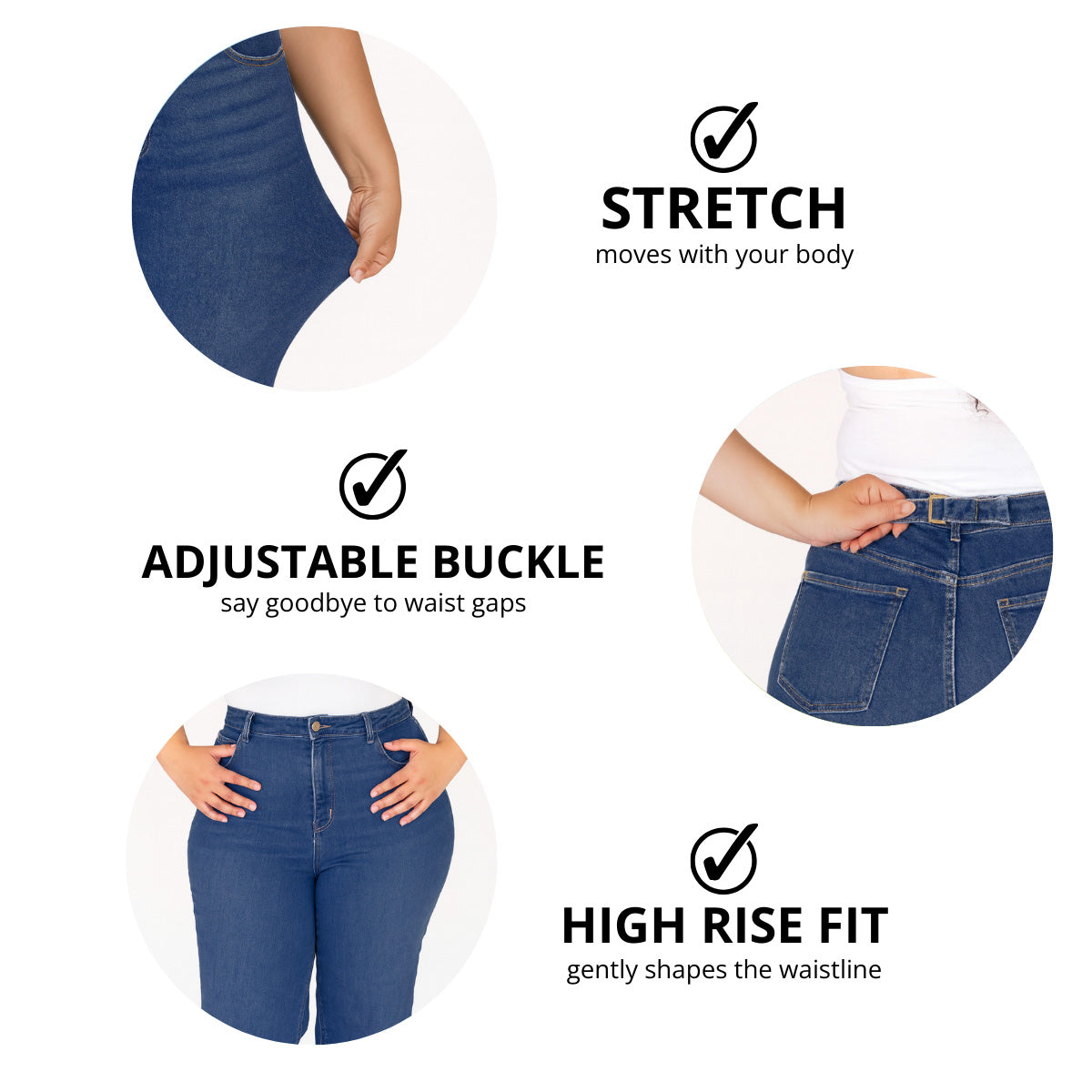 Stretchy Straight Leg Jeans - Blue