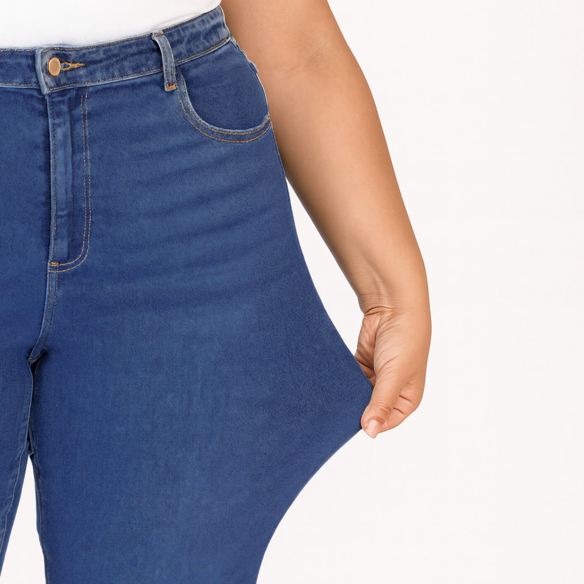 Stretchy Straight Leg Jeans - Blue